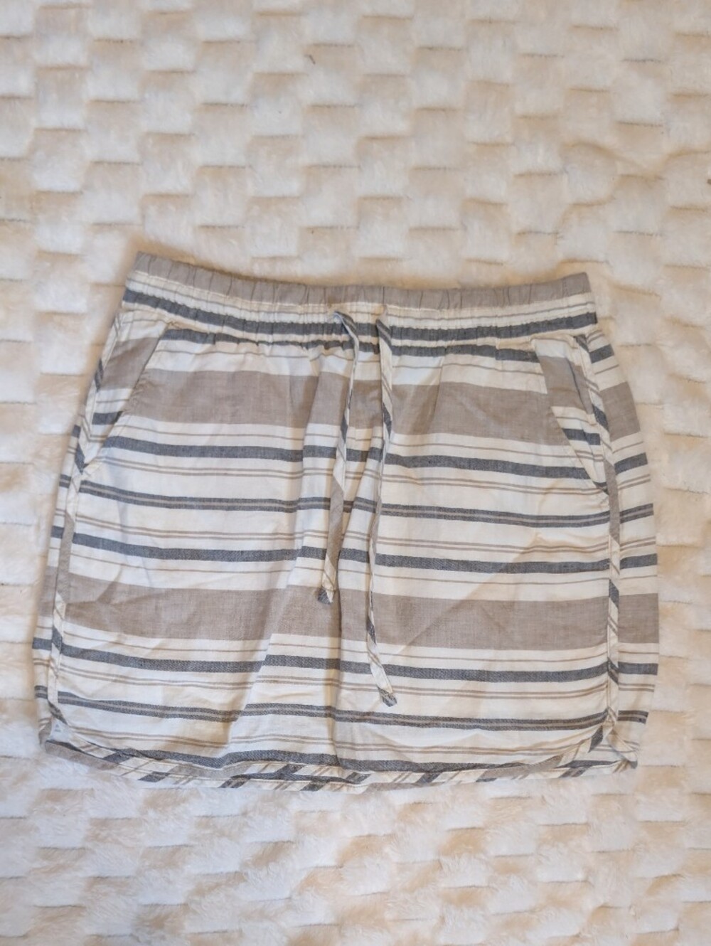 Gap Coastal Striped Drawstring Linen Blend Mini Skirt Size XS